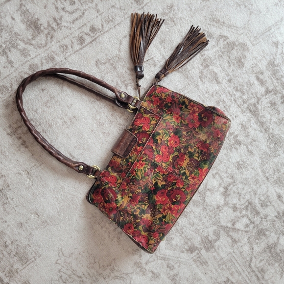 Patricia Nash Rienzo Floral Italian Leather Purse Red Boho Vintage Style - Picture 5 of 9